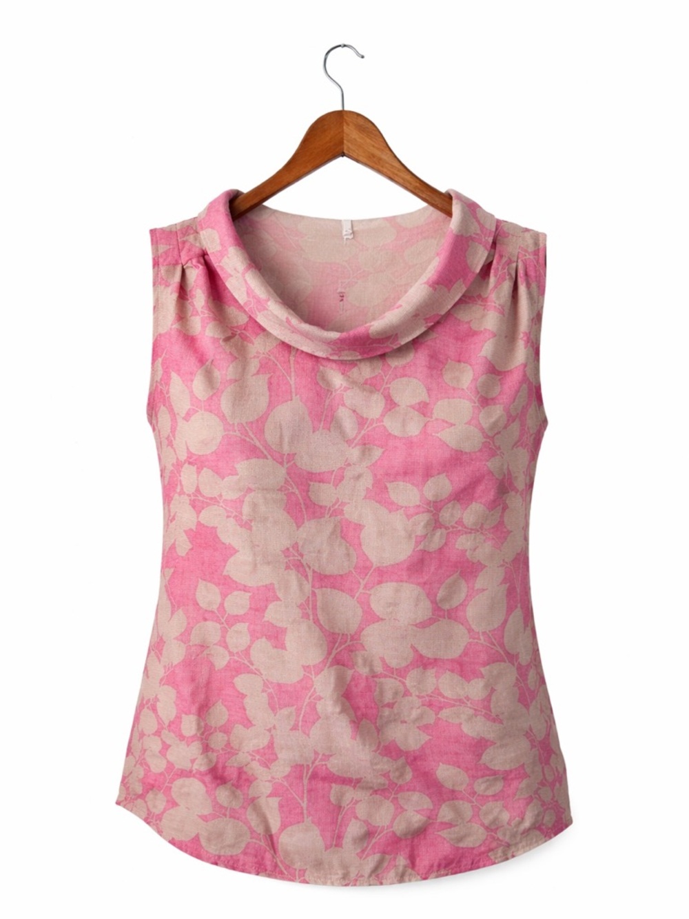 Banana Republic Medium Pink Floral Sleeveless Blouse Cowl Neck Top